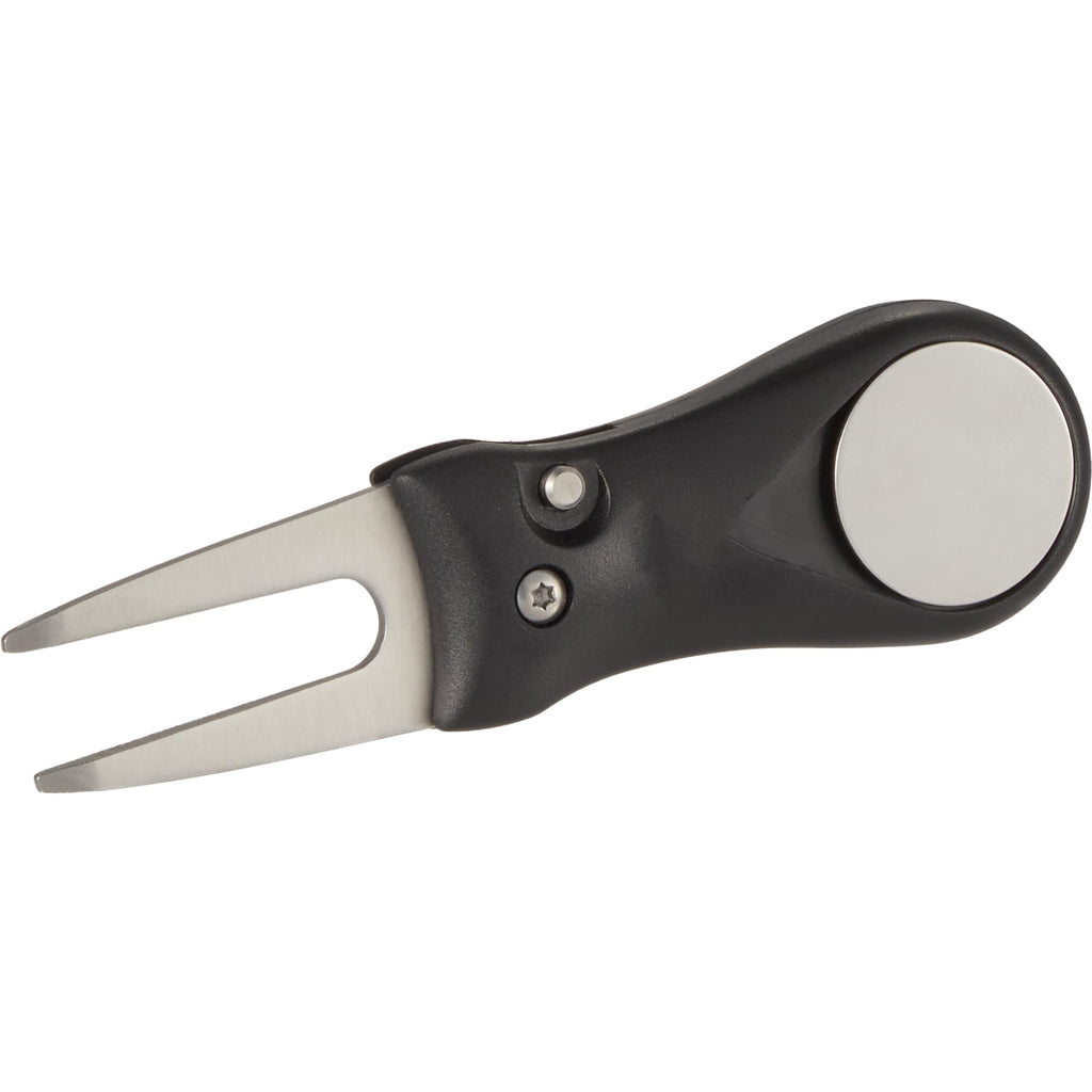 Retractable Divot Repair Tool with Magnetic Ball Marker - Black - Front Right Angle