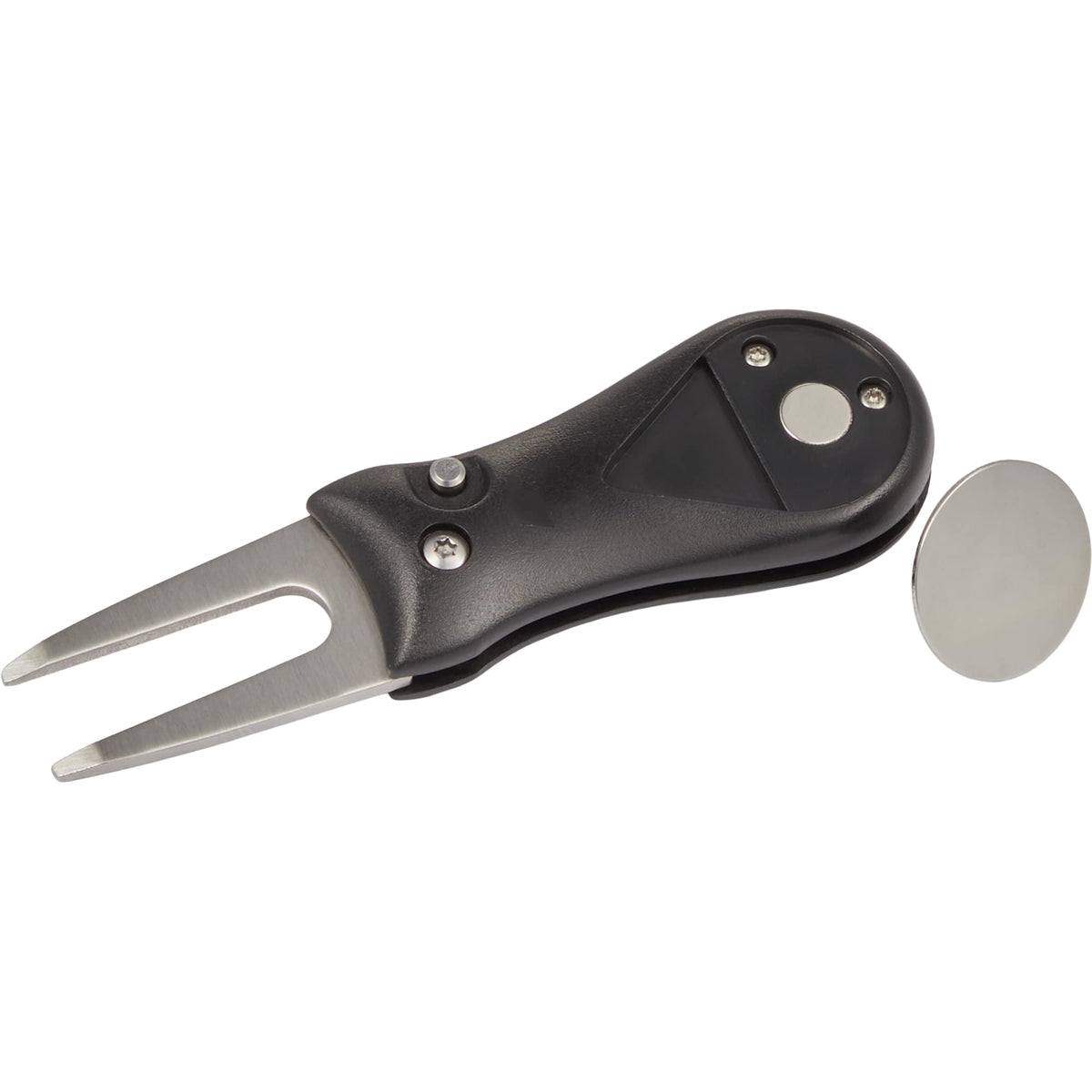 Retractable Divot Repair Tool with Magnetic Ball Marker Laser Engraving - Black - Detail
