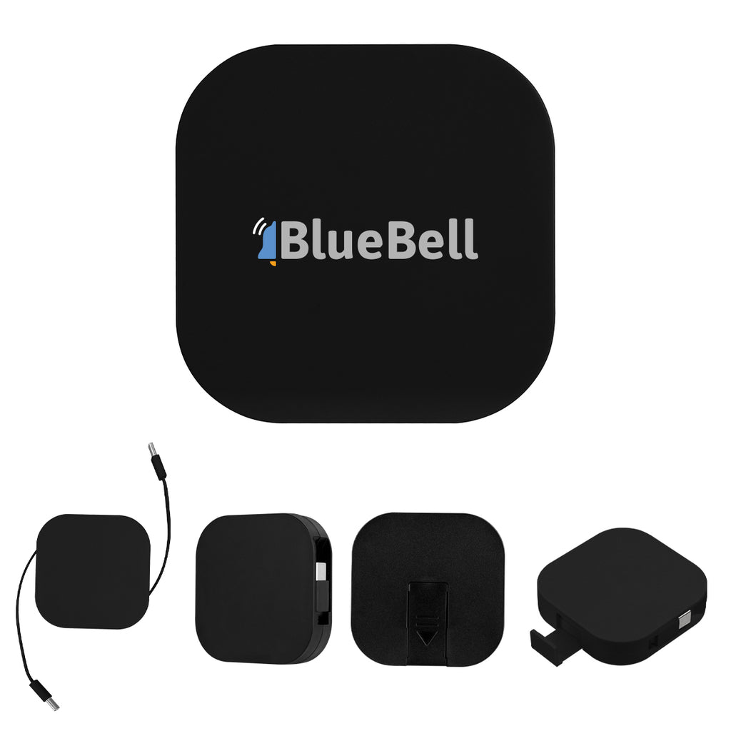 Retractable Quick Charging Cable and Phone Stand, 60W - Black - Full Color