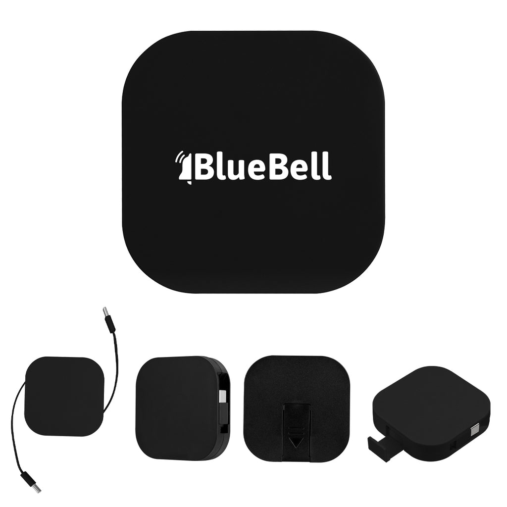 Retractable Quick Charging Cable and Phone Stand, 60W - Black - Silk Screen