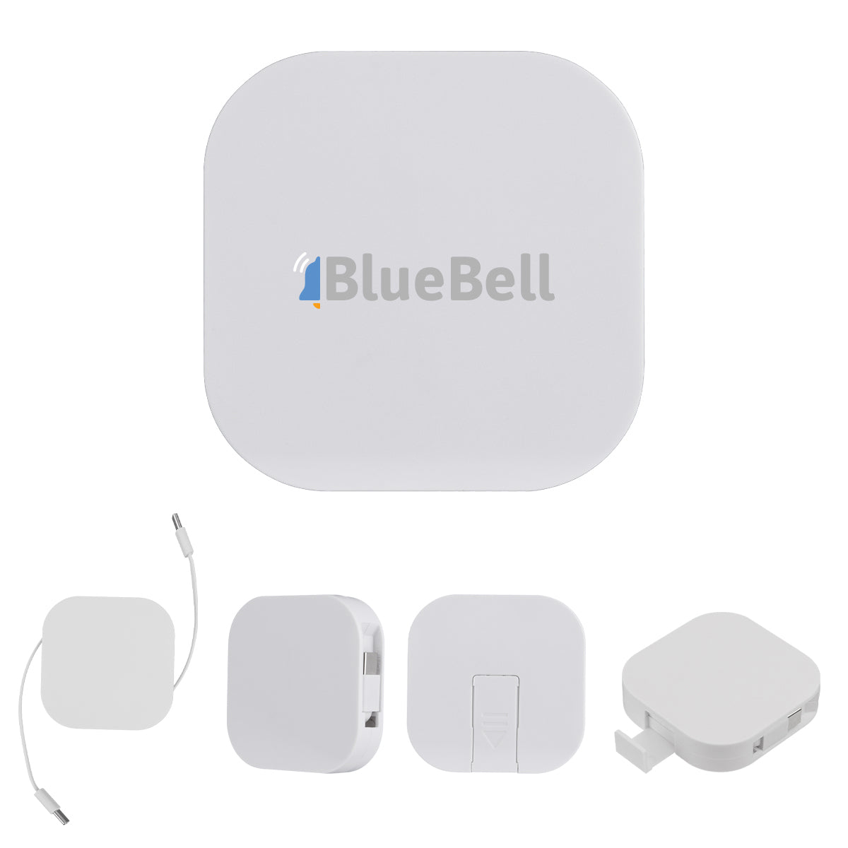 Retractable Quick Charging Cable and Phone Stand, 60W - White - Full Color
