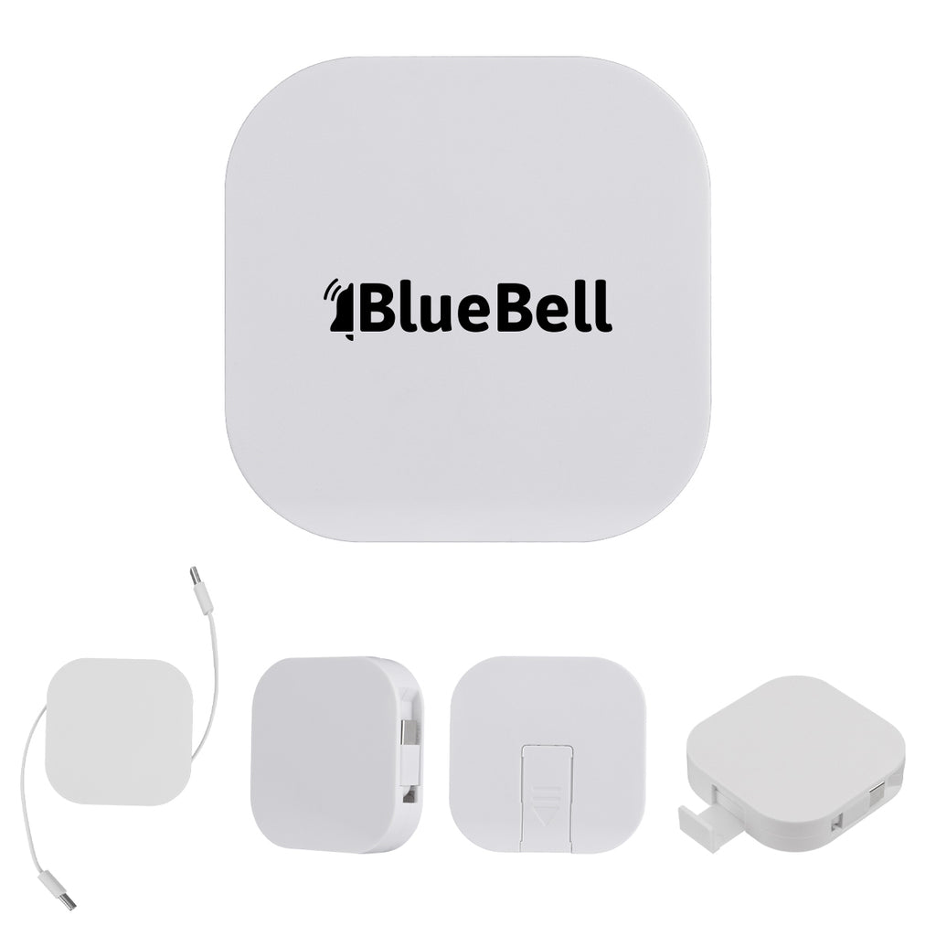 Retractable Quick Charging Cable and Phone Stand, 60W - White - Silk Screen
