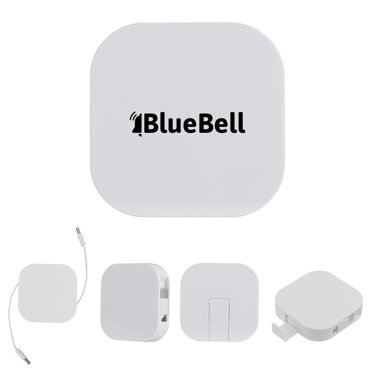 Retractable Quick Charging Cable and Phone Stand, 60W - White - Silk Screen