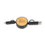 Retractable Three-Way Charging Cable in Bamboo - Laser Engraving