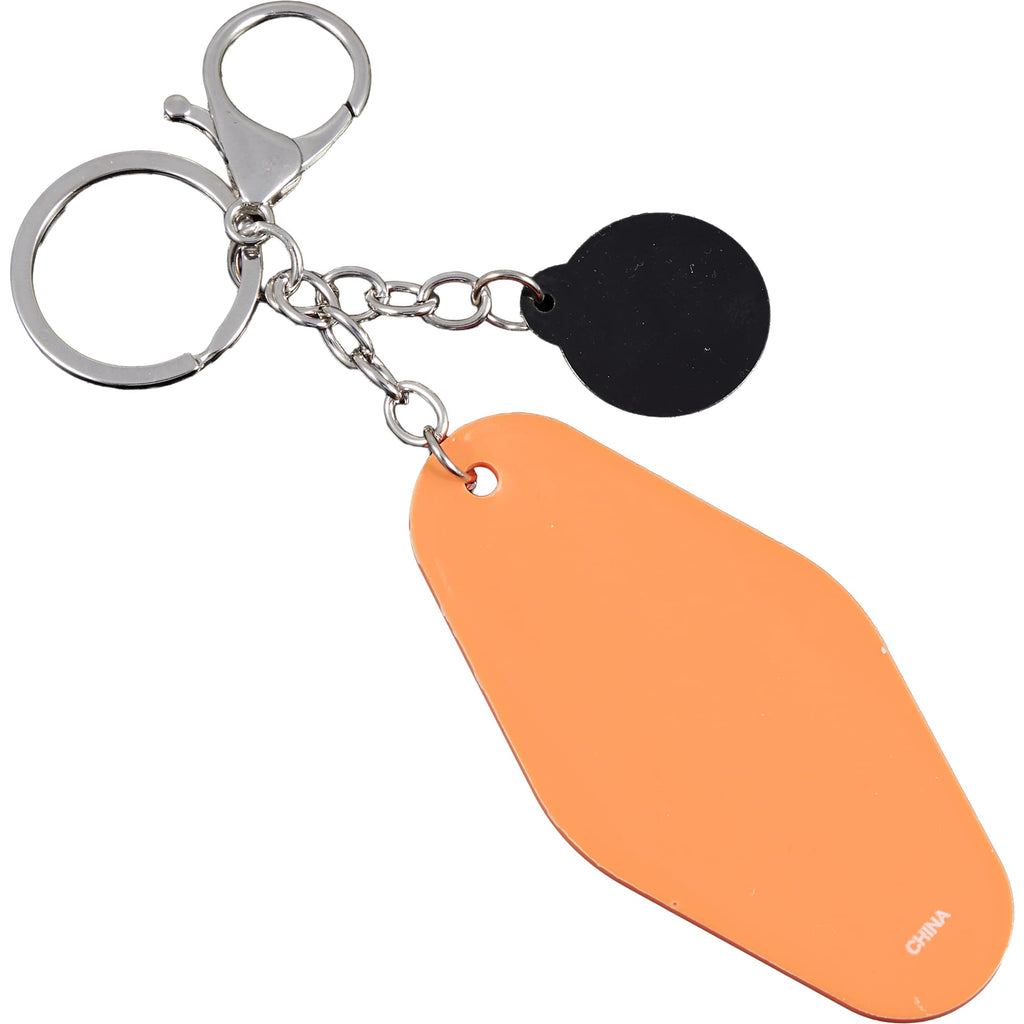 Retro Motel Key Tag with Basketball Charm - Orange - Back