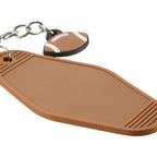 Retro Motel Key Tag with Football Charm - Brown - Detail