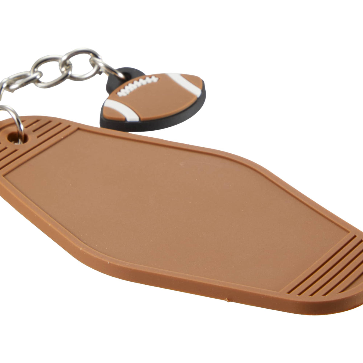 Retro Motel Key Tag with Football Charm - Brown - Detail