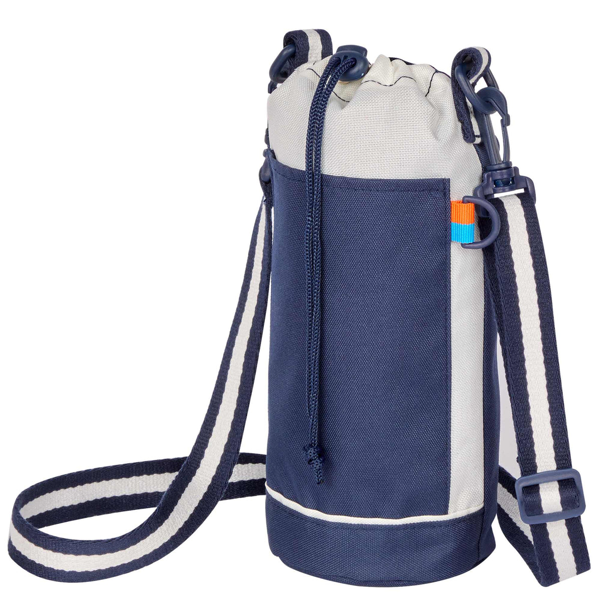 Retro Sport Bottle Sling in Recycled Polyester - Navy - Left Angle