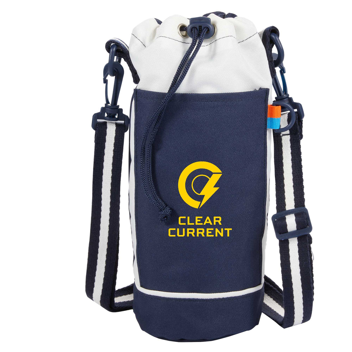 Retro Sport Bottle Sling in Recycled Polyester Transfer - Navy - Front