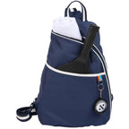 Retro Sport Sling Backpack for Tennis, Golf and Pickleball Transfer - Navy - Front Propped 2