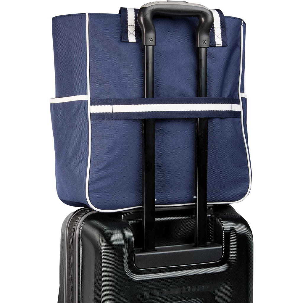 Retro Sport Tote with Pickleball Paddle Pocket Embroidery - Navy - Trolley