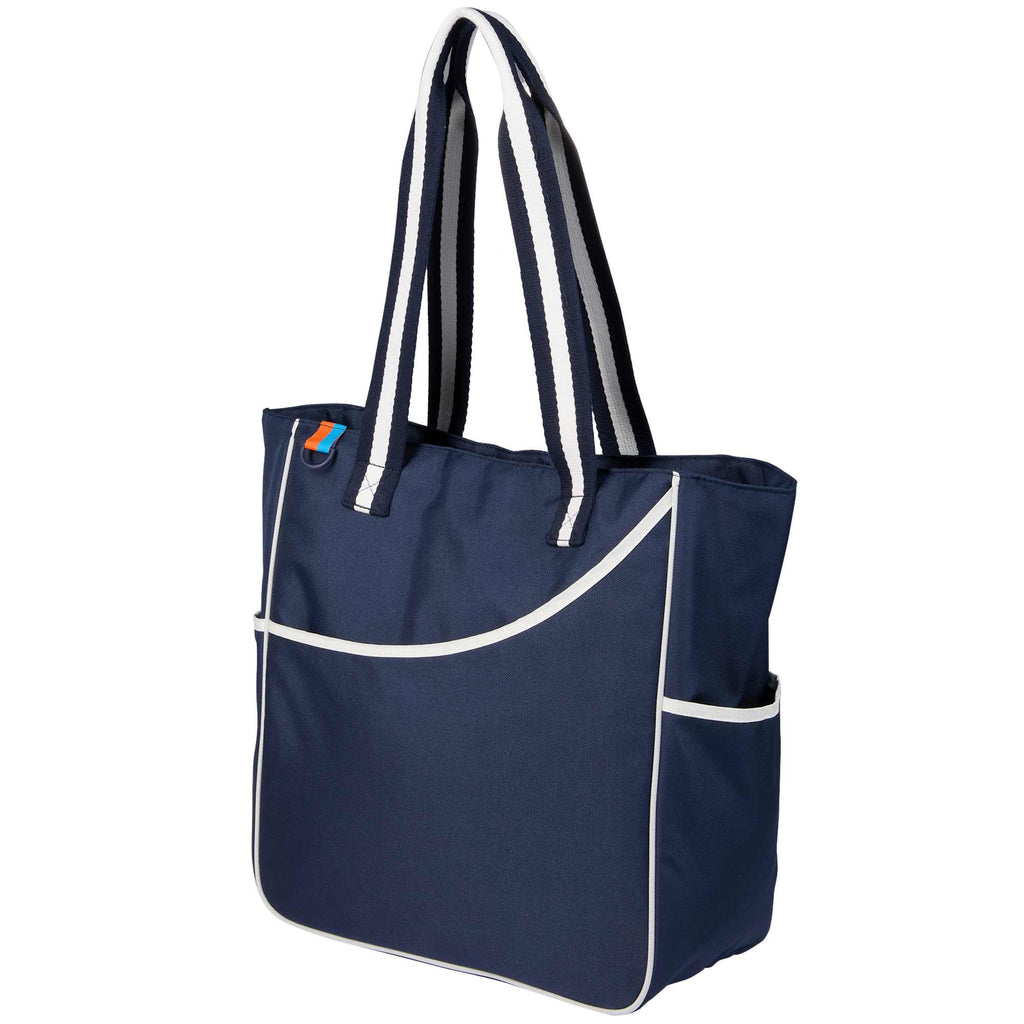 Retro Sport Tote with Pickleball Paddle Pocket Transfer - Navy - Left Angle