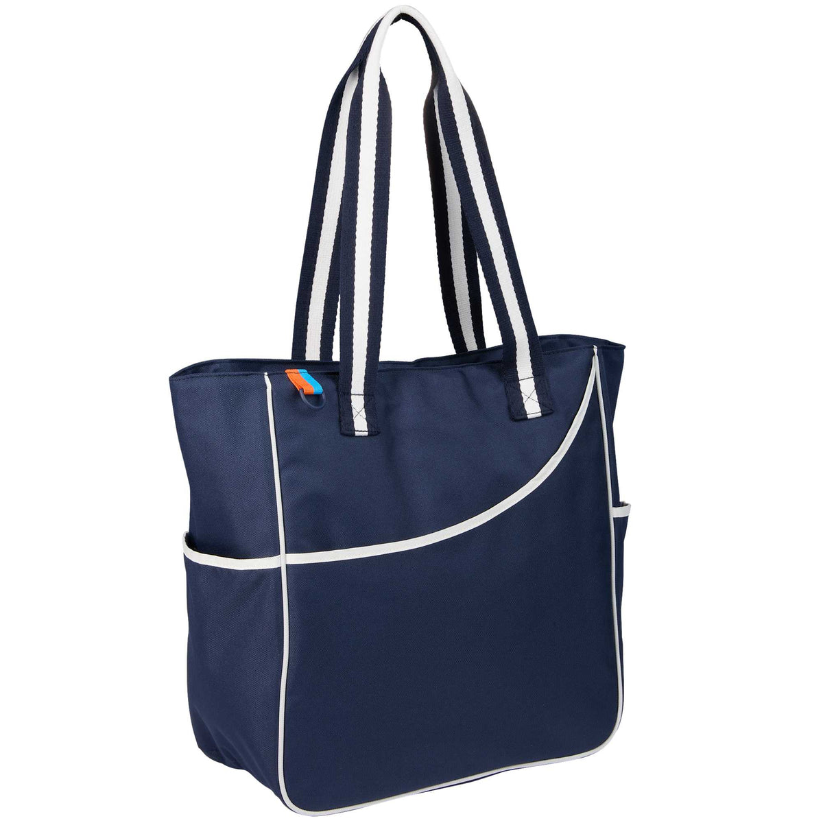 Retro Sport Tote with Pickleball Paddle Pocket Transfer - Navy - Right Angle