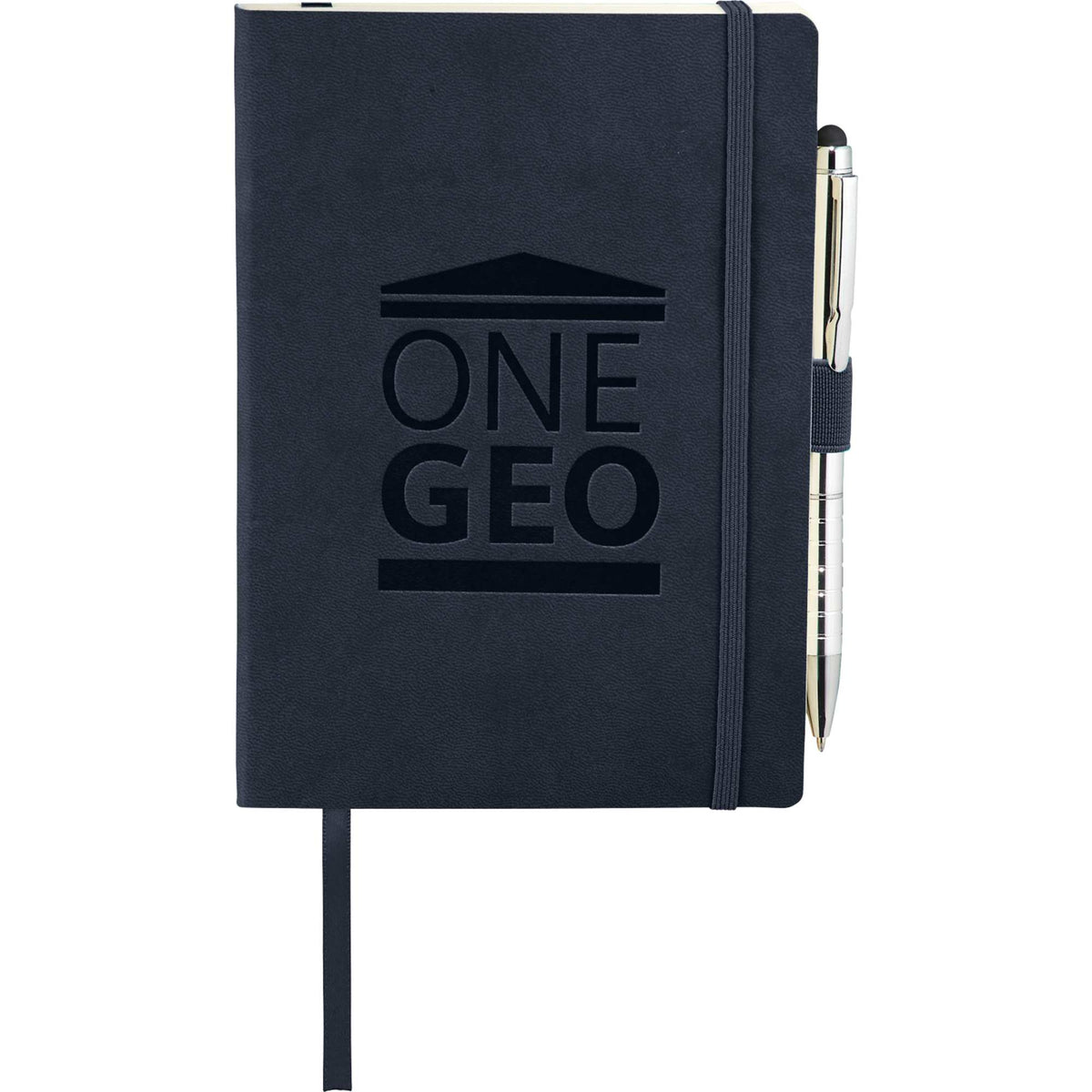 Revello Recycled Soft Cover Journal, 5 x 7 Inches Debossing - Navy - Front