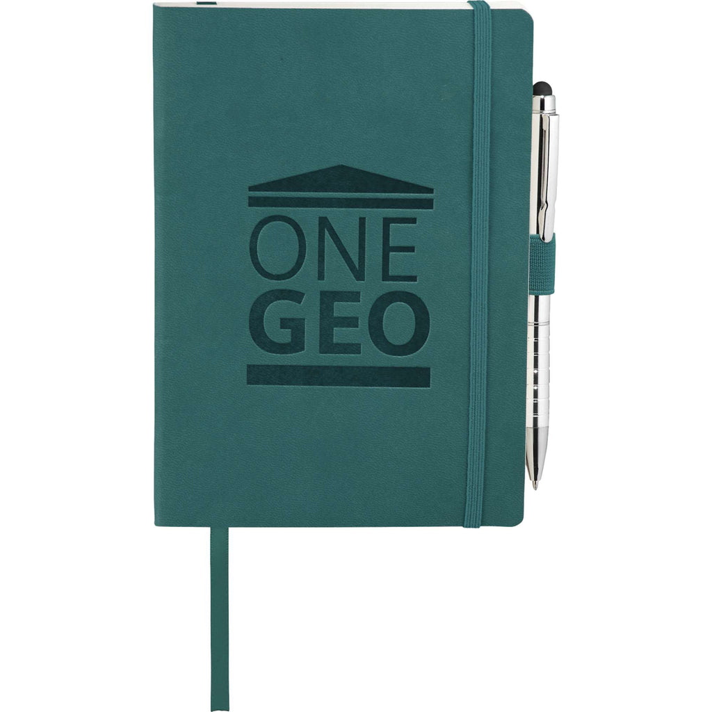 Revello Recycled Soft Cover Journal, 5 x 7 Inches Debossing - Turquoise - Front