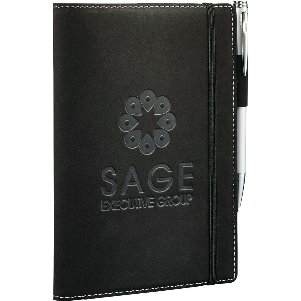Revello Refillable Soft Cover Journal, 5.25 x 7.5 Inches Debossing - Black - Front