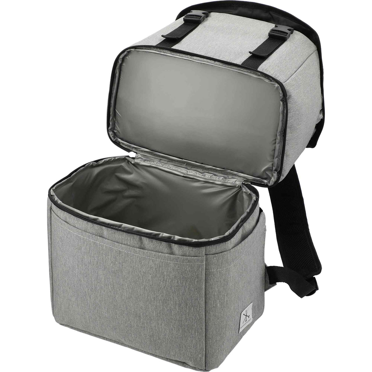 Revive Recycled Backpack Cooler with Dry Top Section Embroidery - Graphite - Left Angle 3