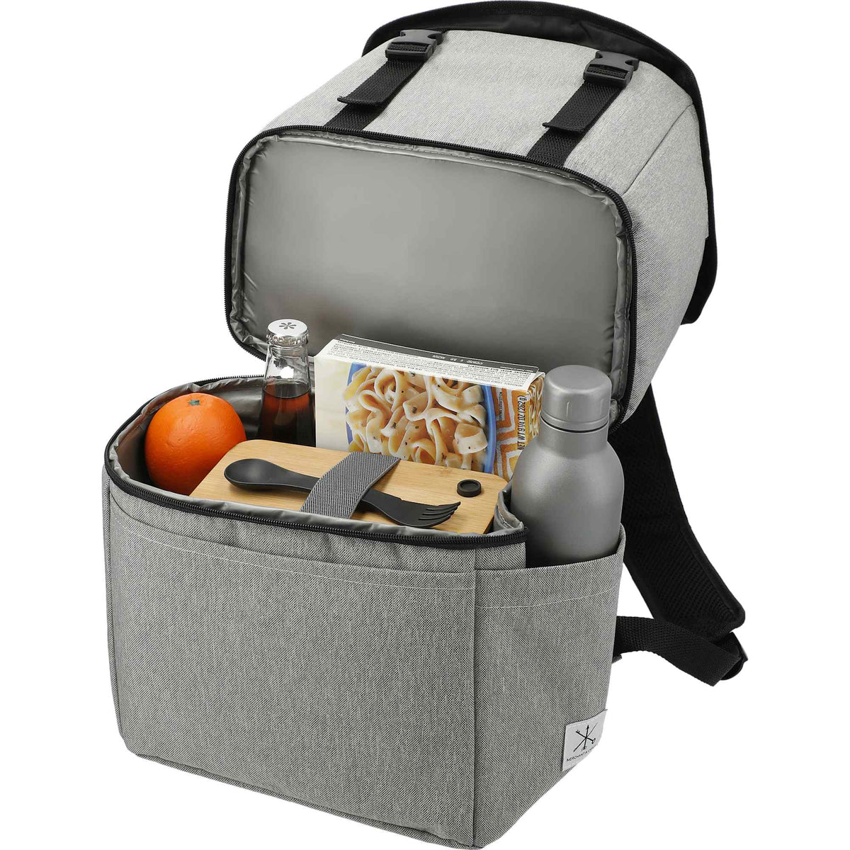 Revive Recycled Backpack Cooler with Dry Top Section Embroidery - Graphite - Left Angle 4