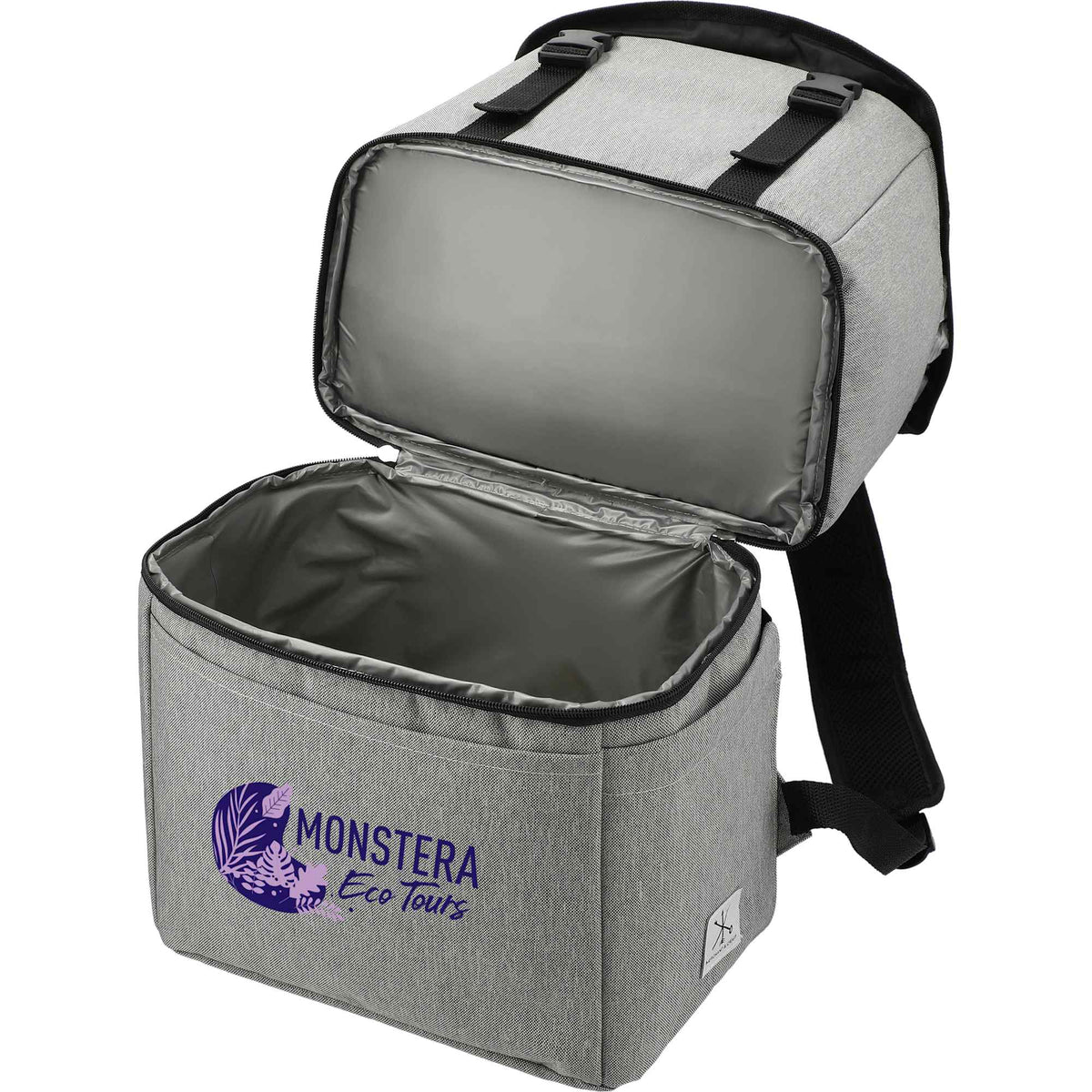 Revive Recycled Backpack Cooler with Dry Top Section Embroidery - Graphite - Left Angle