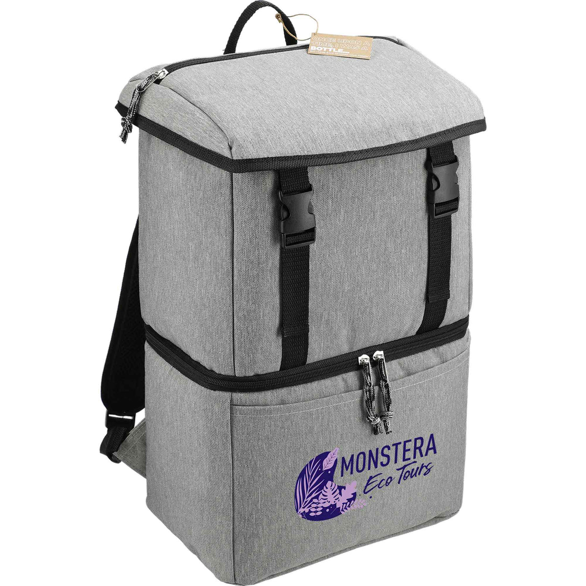 Revive Recycled Backpack Cooler with Dry Top Section Embroidery - Graphite - Right Angle 2