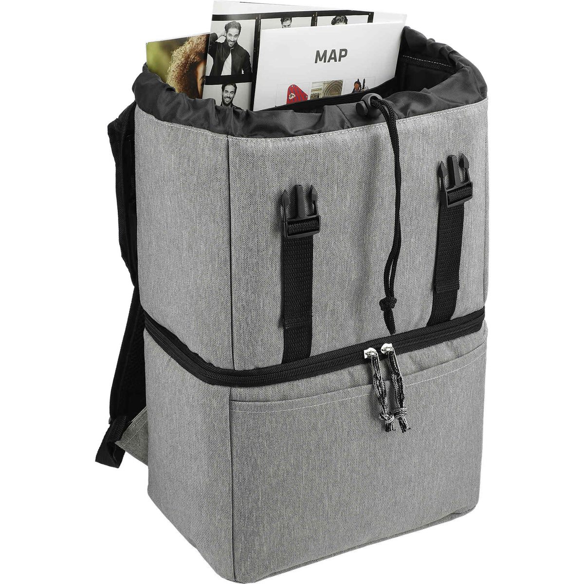 Revive Recycled Backpack Cooler with Dry Top Section Embroidery - Graphite - Right Angle 3