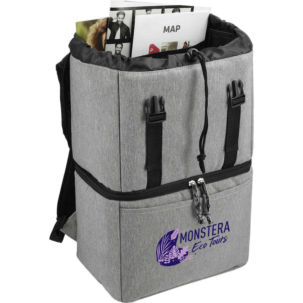 Revive Recycled Backpack Cooler with Dry Top Section Embroidery - Graphite - Right Angle