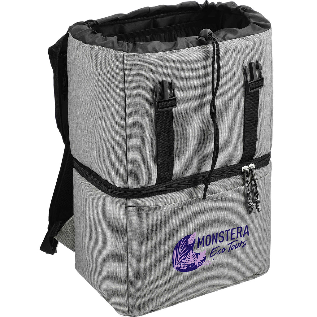 Revive Recycled Backpack Cooler with Dry Top Section Transfer - Graphite - Right Angle Open Top