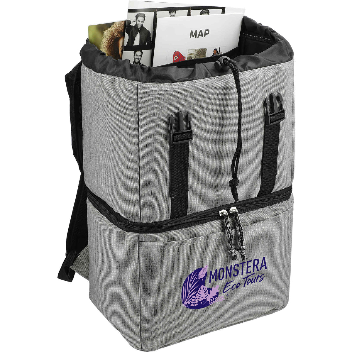 Revive Recycled Backpack Cooler with Dry Top Section Transfer - Graphite - Right Angle