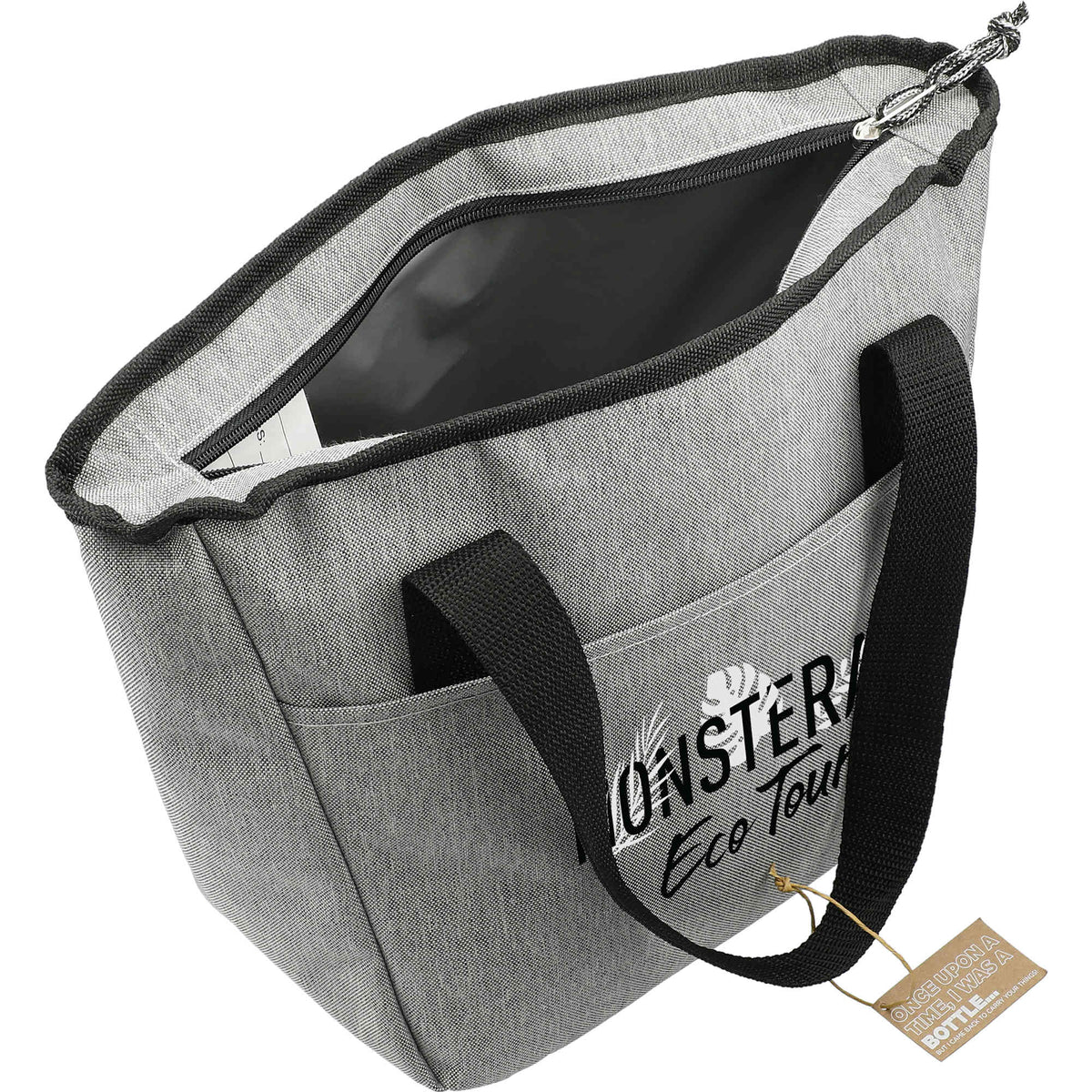 Revive Recycled Tote Cooler for 9 Cans Embroidery - Graphite - Right Angle 3