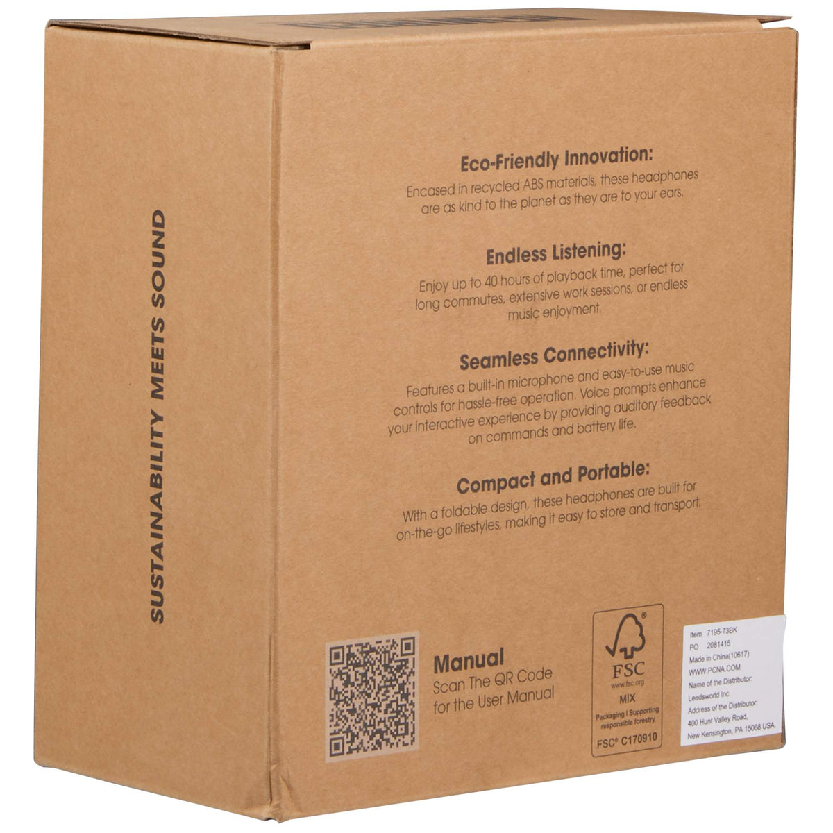Rewired Bluetooth Headphones in Recycled Plastic - Black - Right Angle Packaging