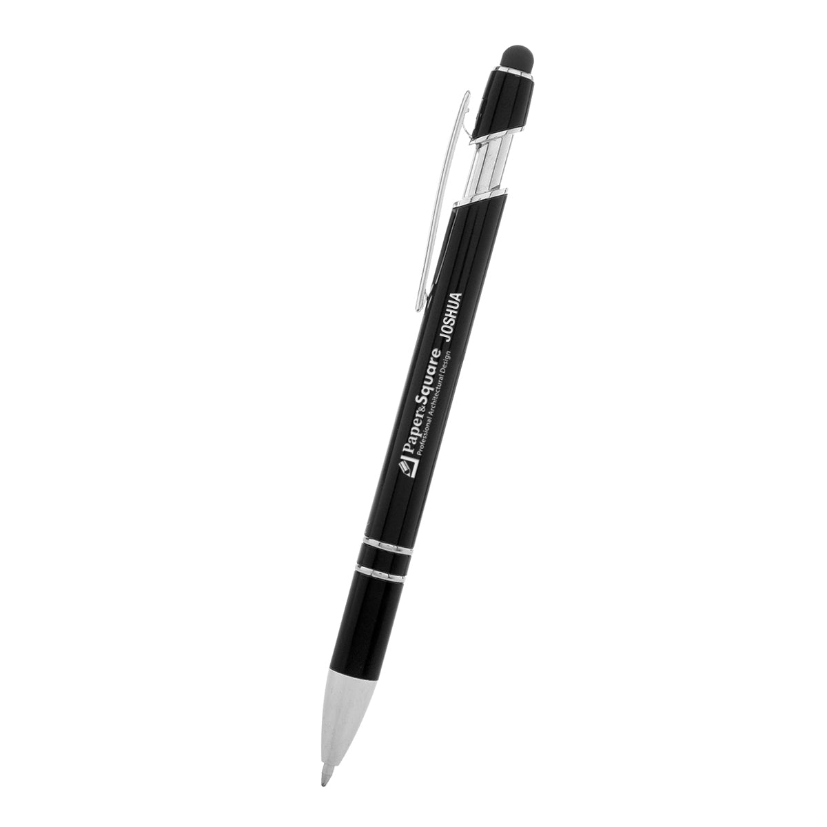 Rexton Incline Pen with Stylus - Black - Laser Engraving