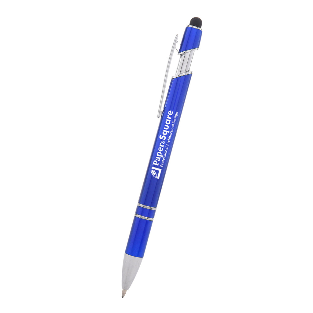 Rexton Incline Pen with Stylus - Metallic Royal - Silk Screen