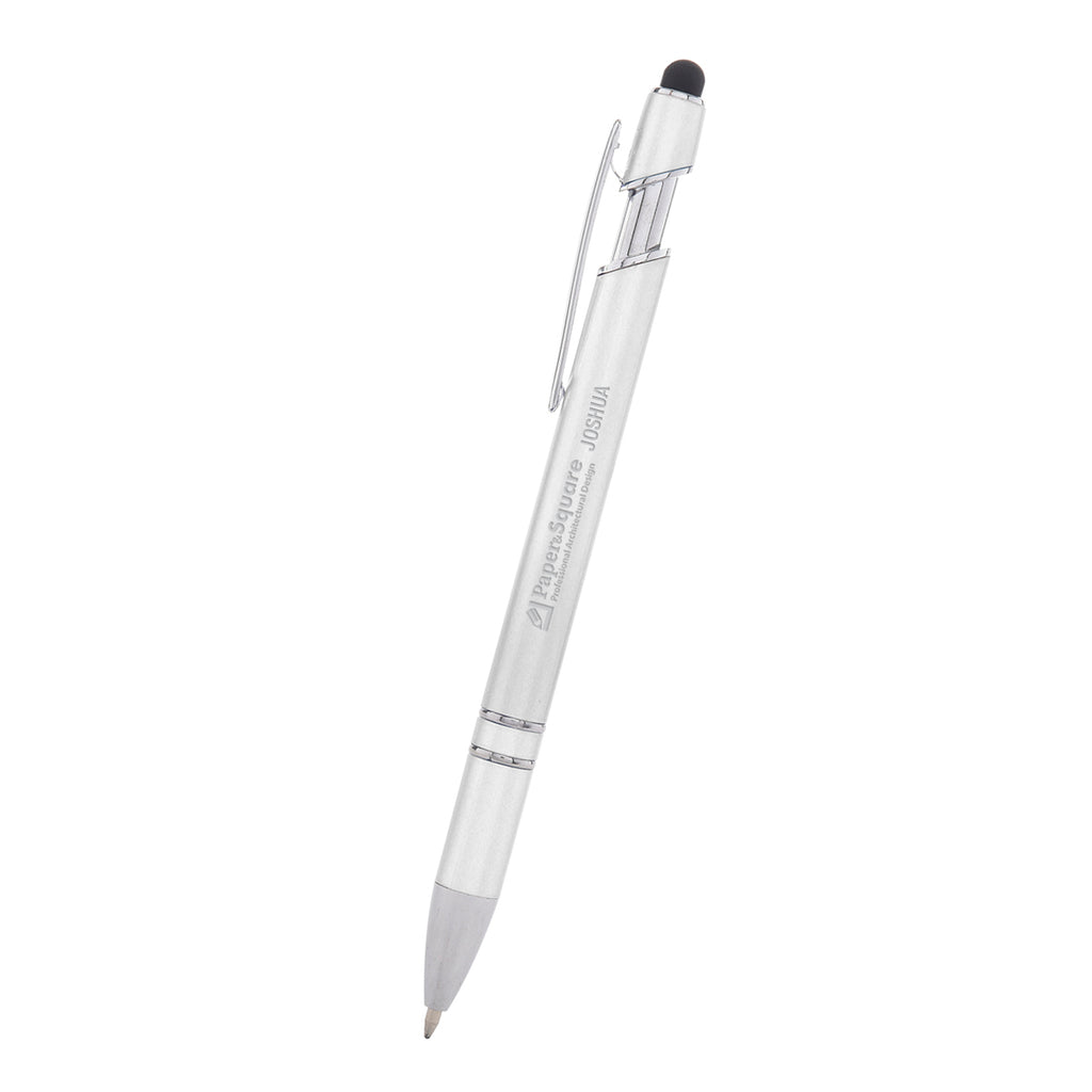 Rexton Incline Pen with Stylus - Silver - Laser Engraving