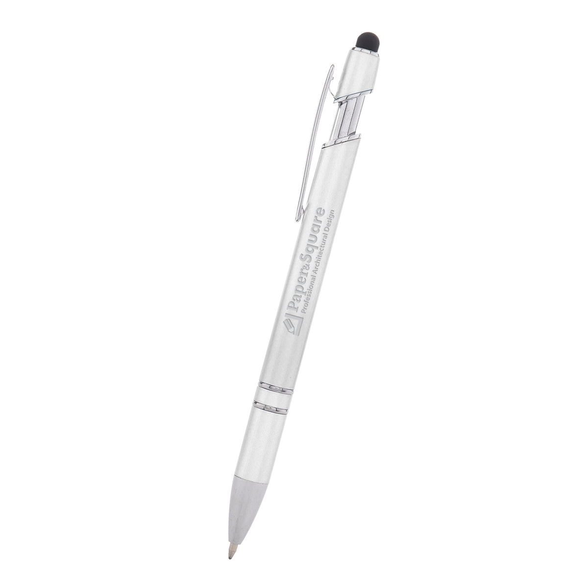 Rexton Incline Pen with Stylus - Silver - Laser Engraving