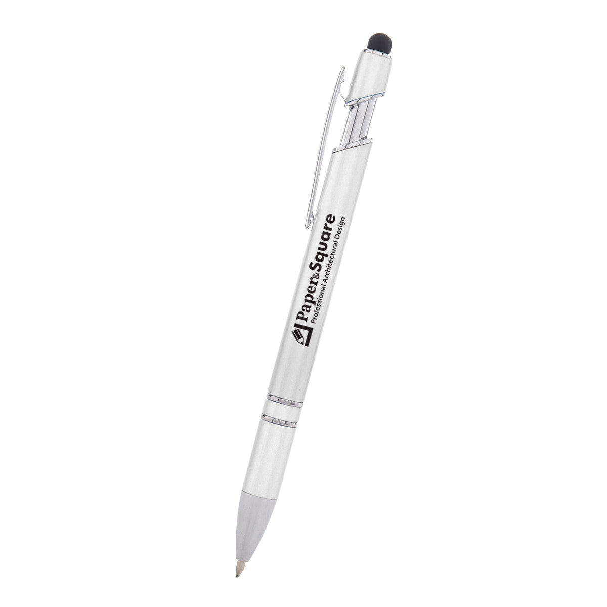 Rexton Incline Pen with Stylus - Silver - Silk Screen