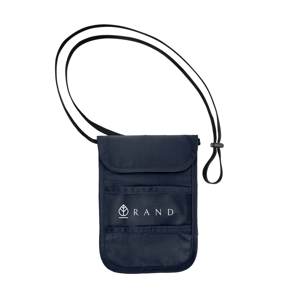 RFID Blocking Neck Wallet - Navy - Silk Screen