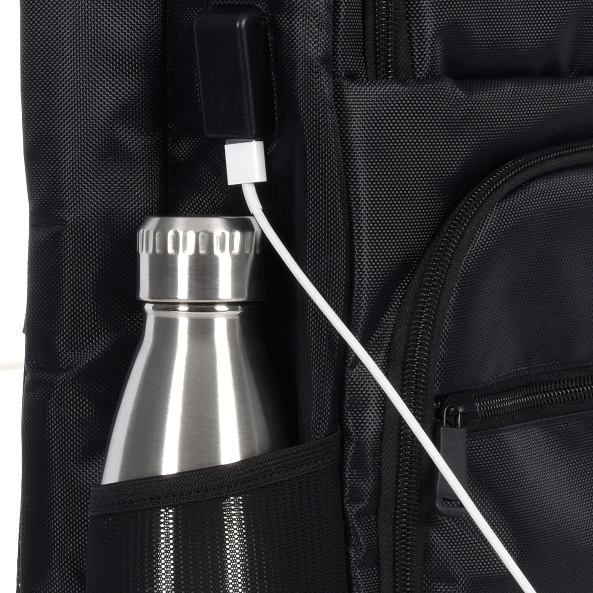 RFID Laptop Backpack and Briefcase - Black - Bottle+and+Charger