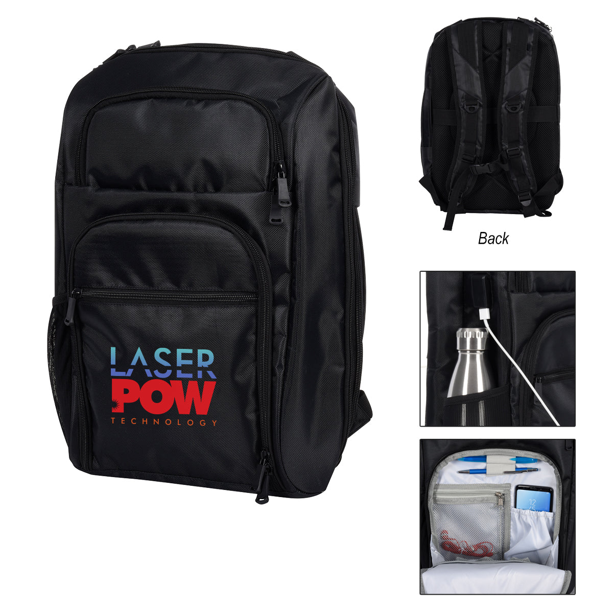 RFID Laptop Backpack and Briefcase - Black - Colorbrite