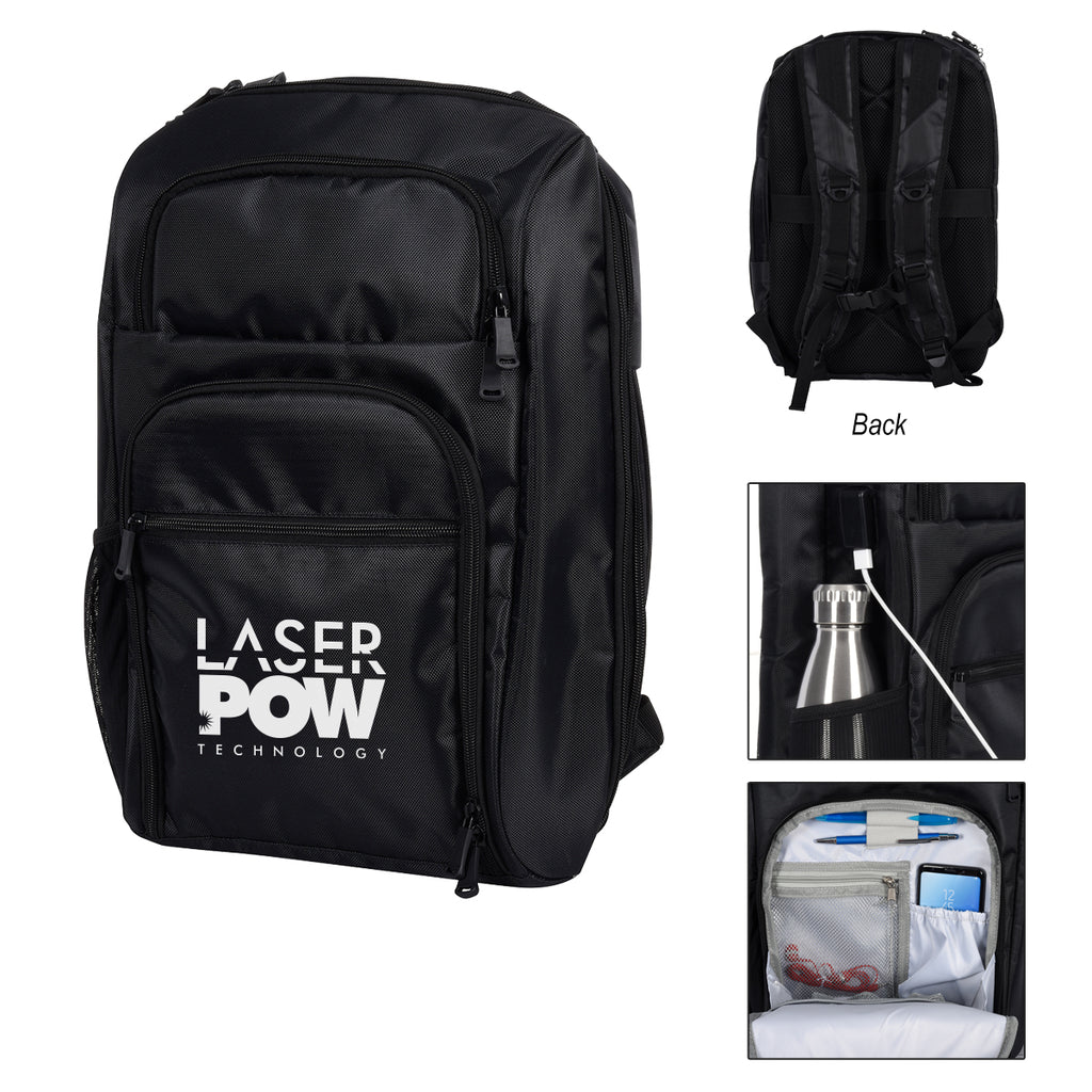 RFID Laptop Backpack and Briefcase Embroidery - Black - Silk Screen