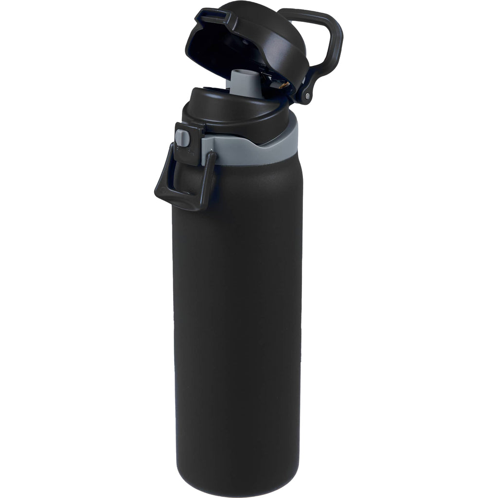 Rhine Sip or Swig Insulated Bottle, 30 oz - Black - Left Angle Open