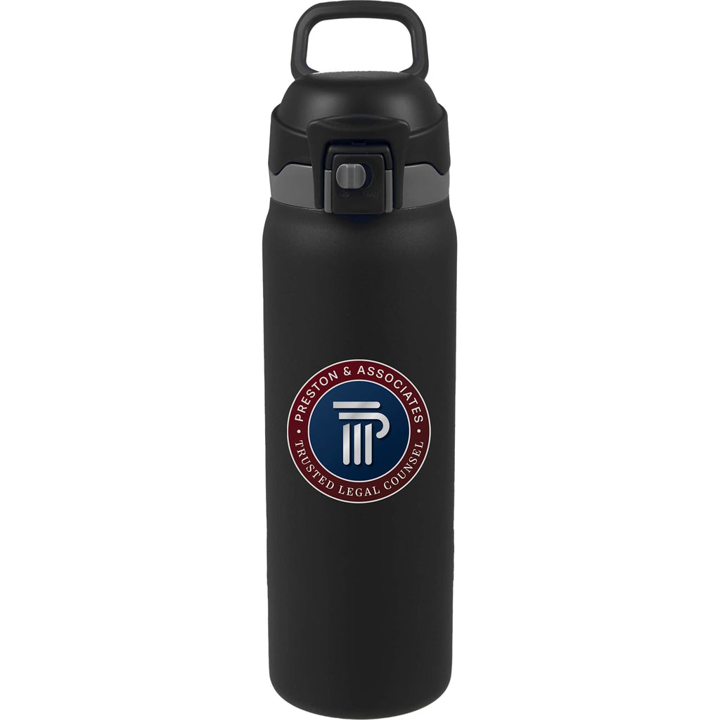 Rhine Sip or Swig Insulated Bottle, 30 oz Full Color - Black - Front