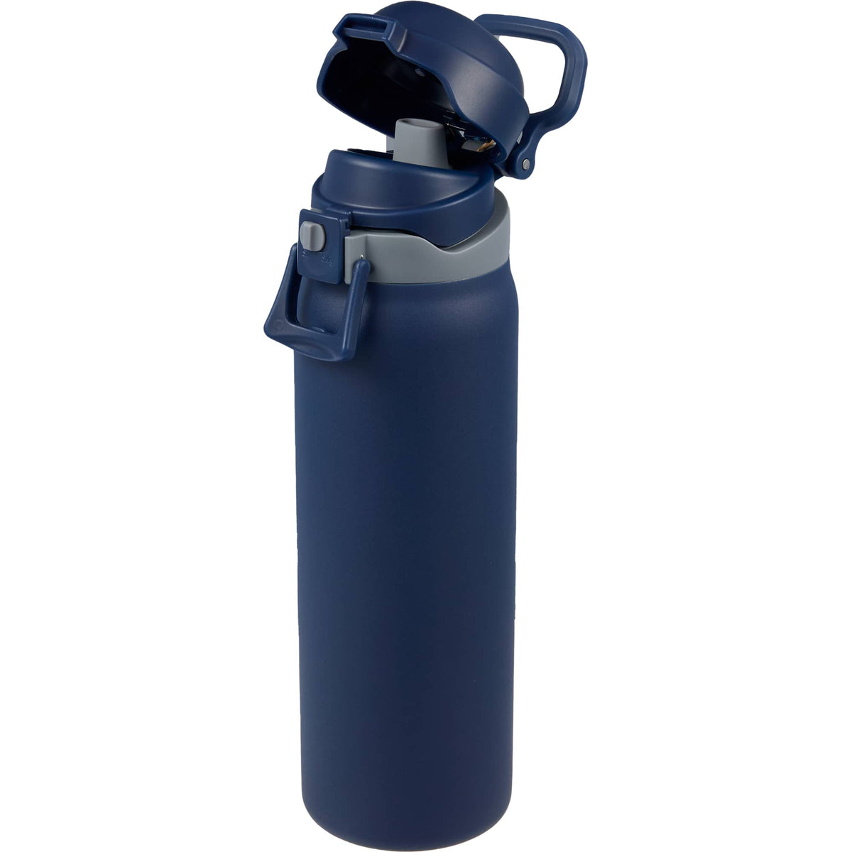 Rhine Sip or Swig Insulated Bottle, 30 oz Laser Engraving - Navy - Left Angle Open