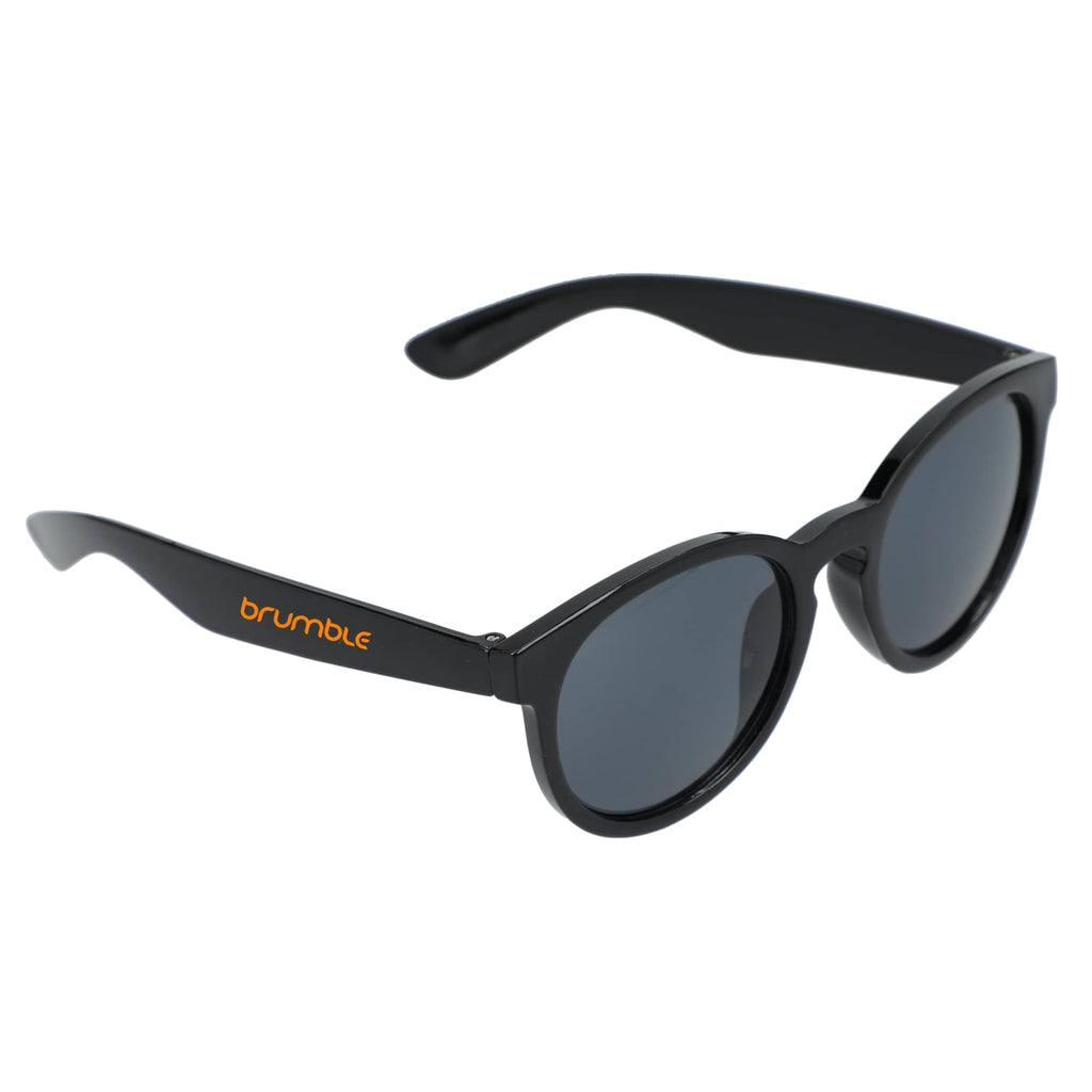 Rhodri Round Folding Sunglasses in Recycled PET - Black - Right Angle 2