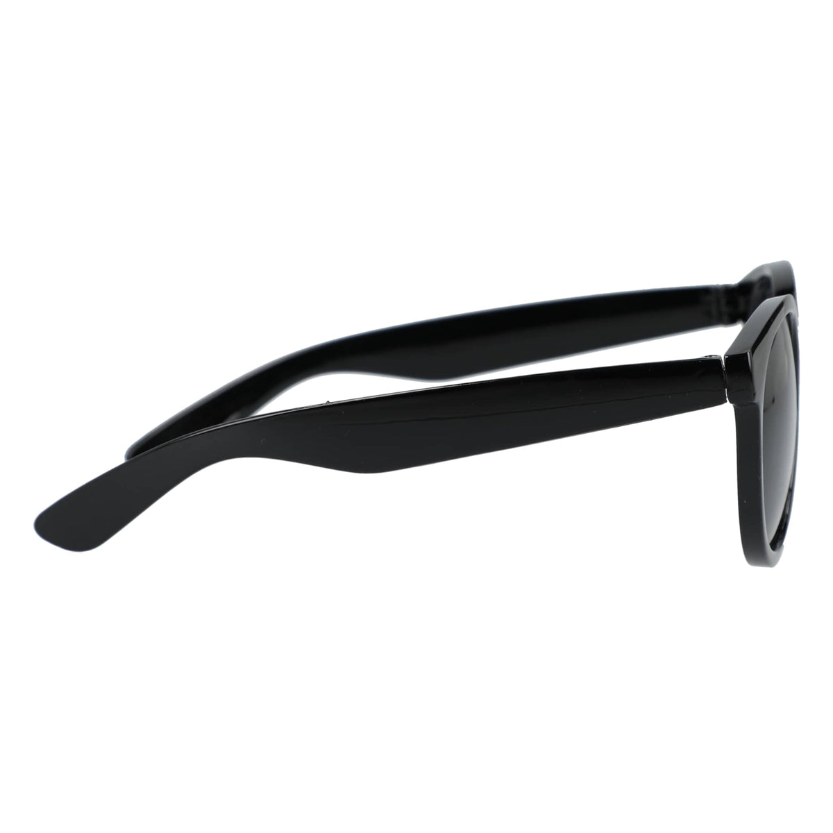 Rhodri Round Folding Sunglasses in Recycled PET - Black - Right Angle 3