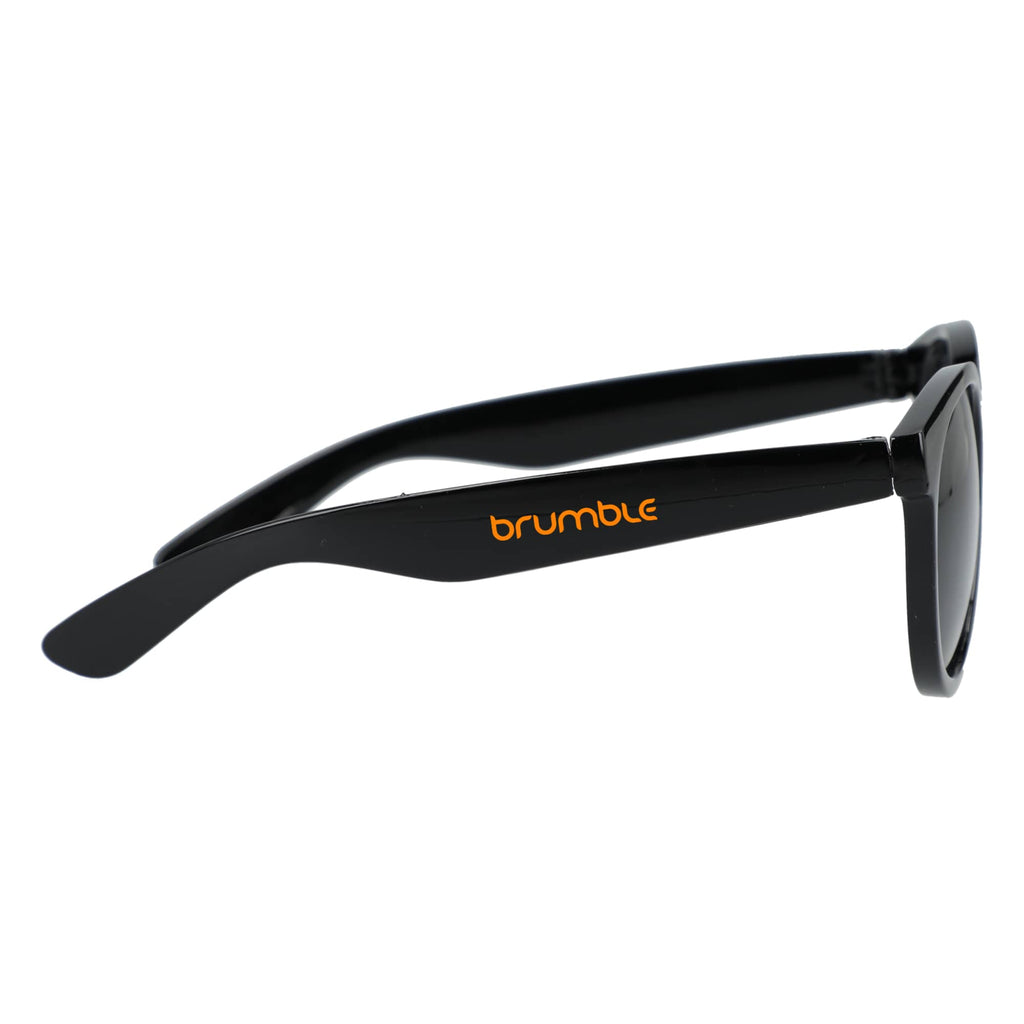 Rhodri Round Folding Sunglasses in Recycled PET - Black - Right Angle