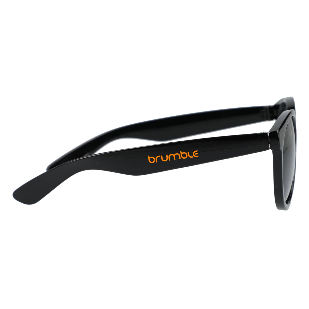 Rhodri Round Folding Sunglasses in Recycled PET - Black - Right Angle