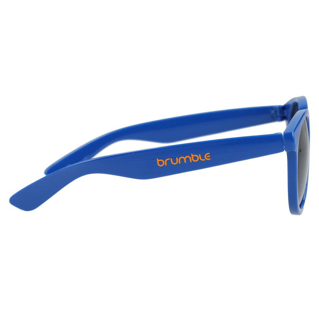 Rhodri Round Folding Sunglasses in Recycled PET - Blue - Right Angle