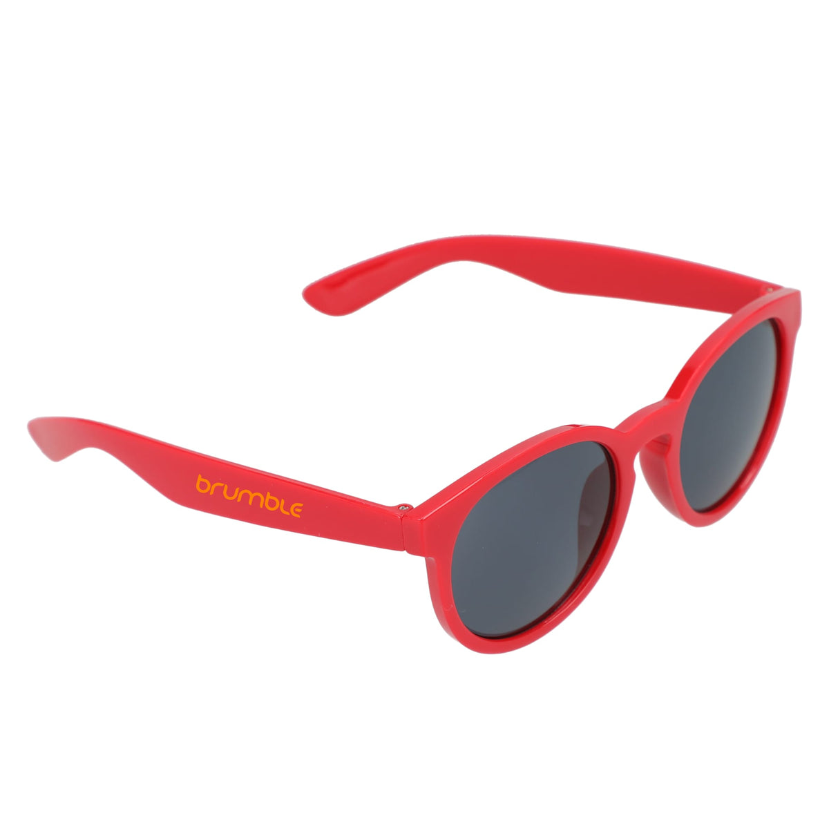 Rhodri Round Folding Sunglasses in Recycled PET - Red - Right Angle 2
