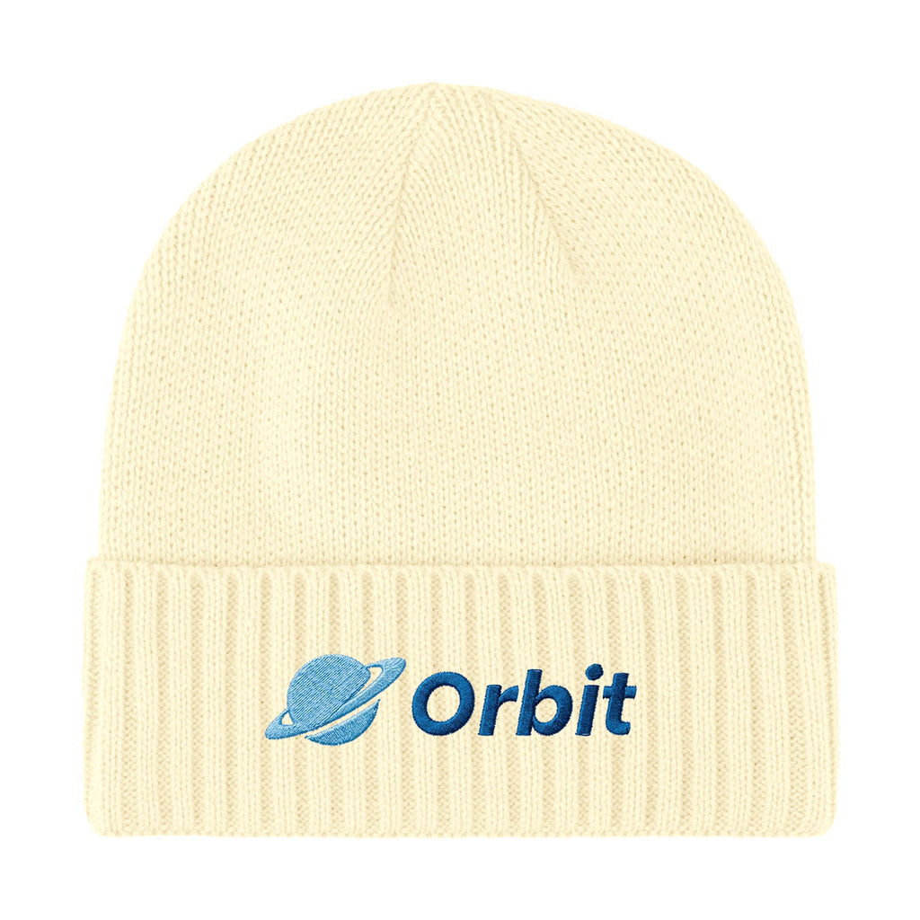 Ribbed Cuff Beanie in Recycled PET - Cream - Embroidery