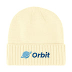 Ribbed Cuff Beanie in Recycled PET - Cream - Embroidery